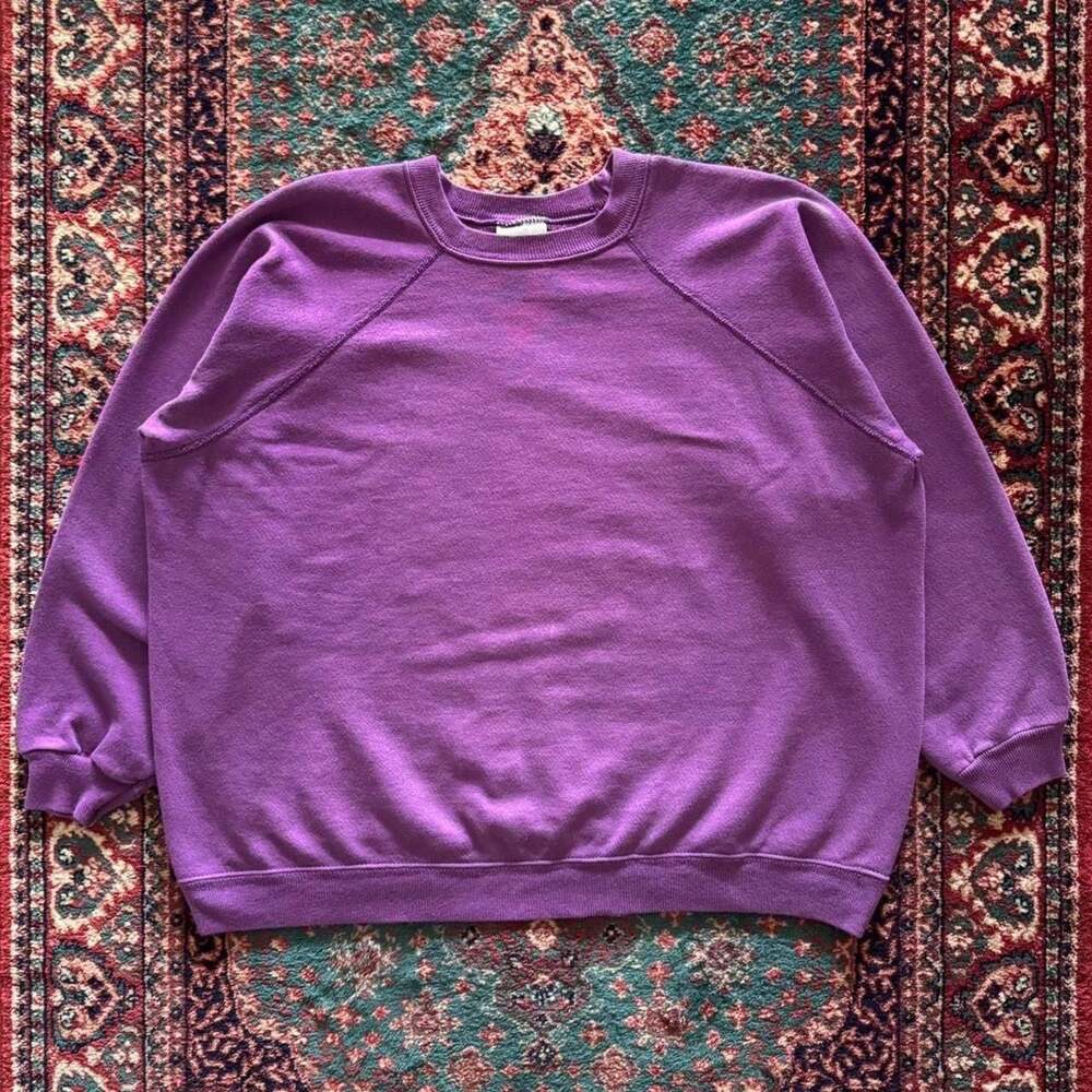 Vintage Hanes Her Way Purple Raglan Sweatshirt Size‎ XL Made in USA